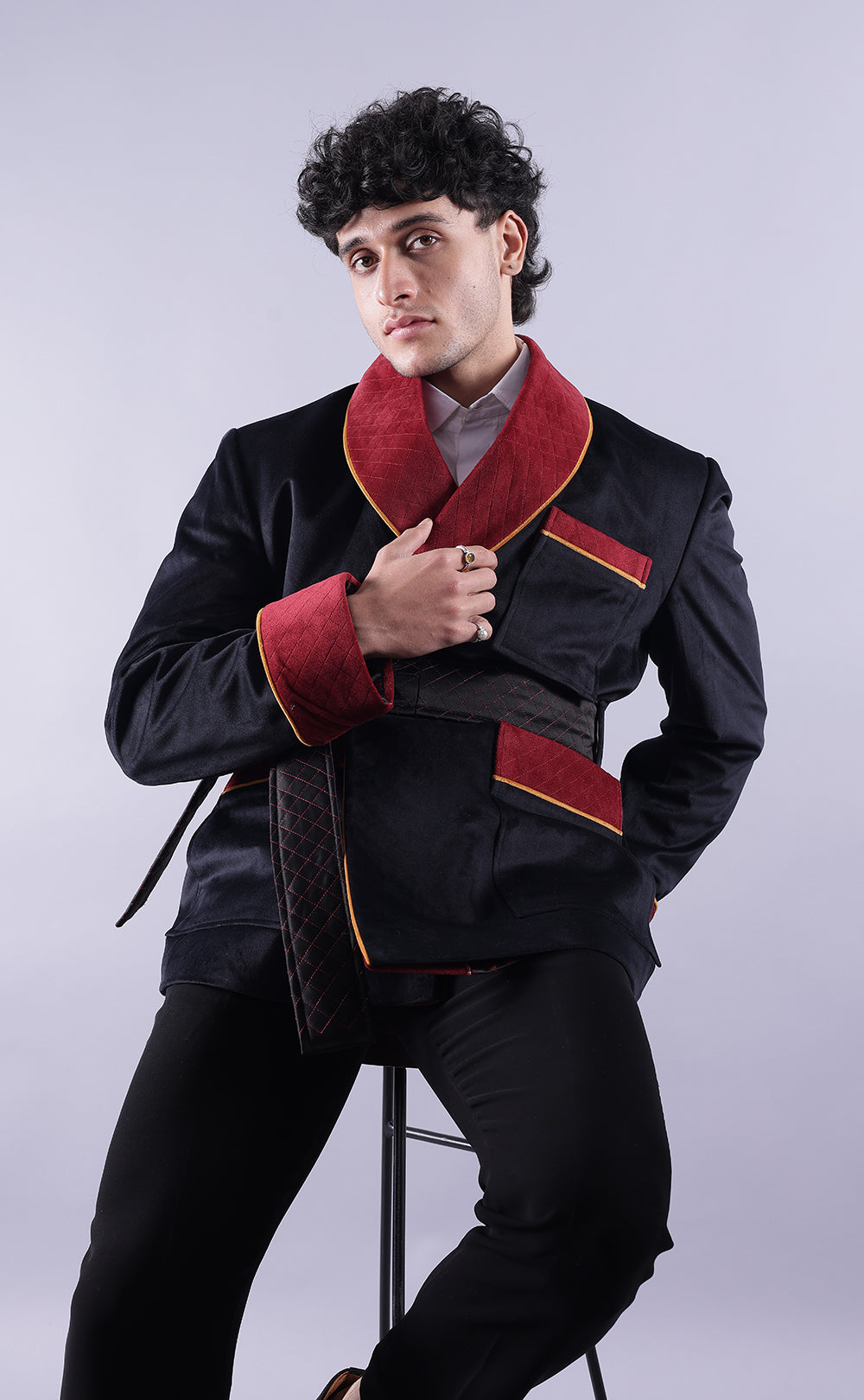 Classic Men’s Black Velvet Smoking Jacket - Luxury Evening Wear, Formal Party Jacket