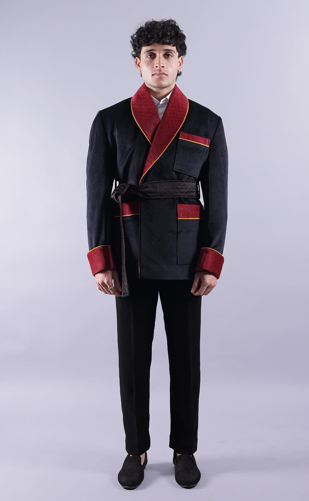 Classic Men’s Black Velvet Smoking Jacket - Luxury Evening Wear, Formal Party Jacket