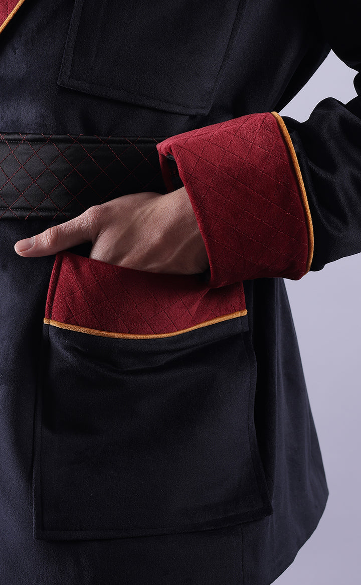 Classic Men’s Black Velvet Smoking Jacket - Luxury Evening Wear, Formal Party Jacket