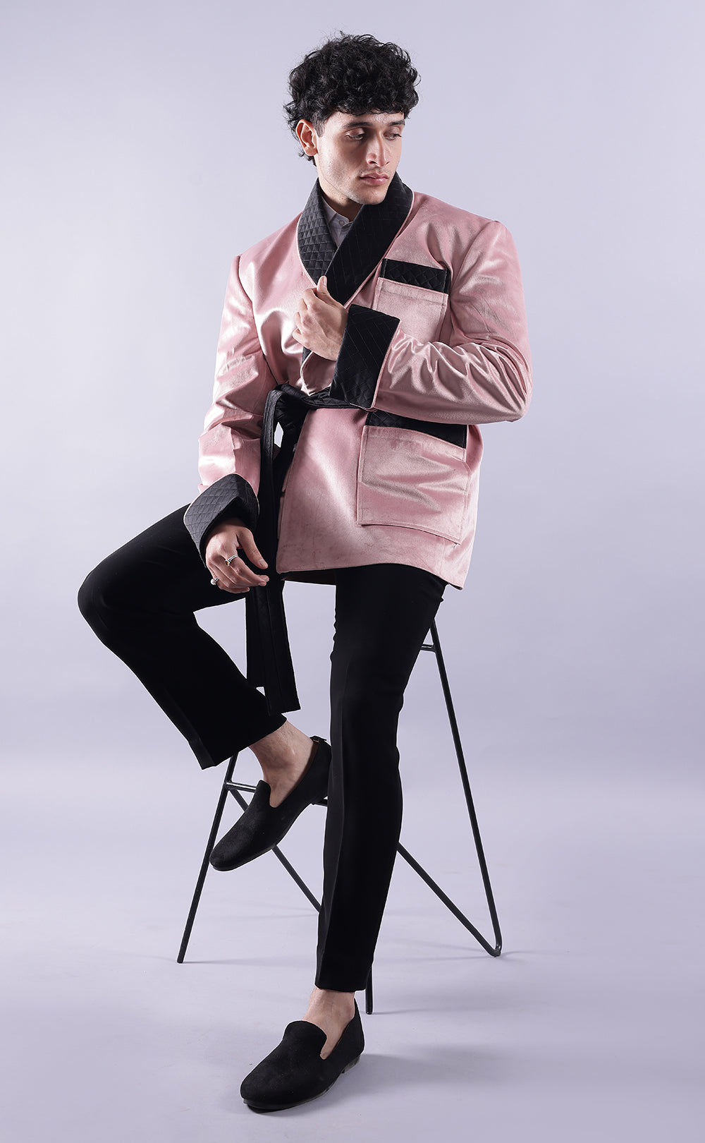 Men’s Pink Velvet Smoking Jacket - Luxury Formal Wear, Stylish Dinner Blazer