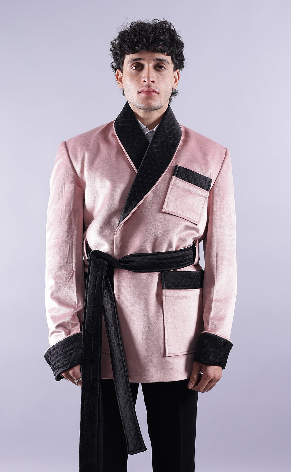 Men’s Pink Velvet Smoking Jacket - Luxury Formal Wear, Stylish Dinner Blazer