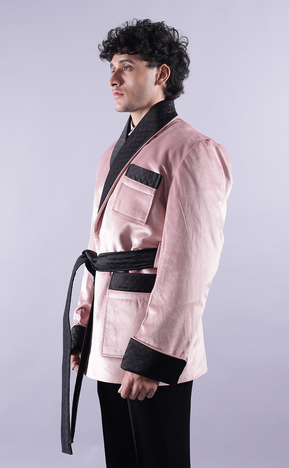 Men’s Pink Velvet Smoking Jacket - Luxury Formal Wear, Stylish Dinner Blazer