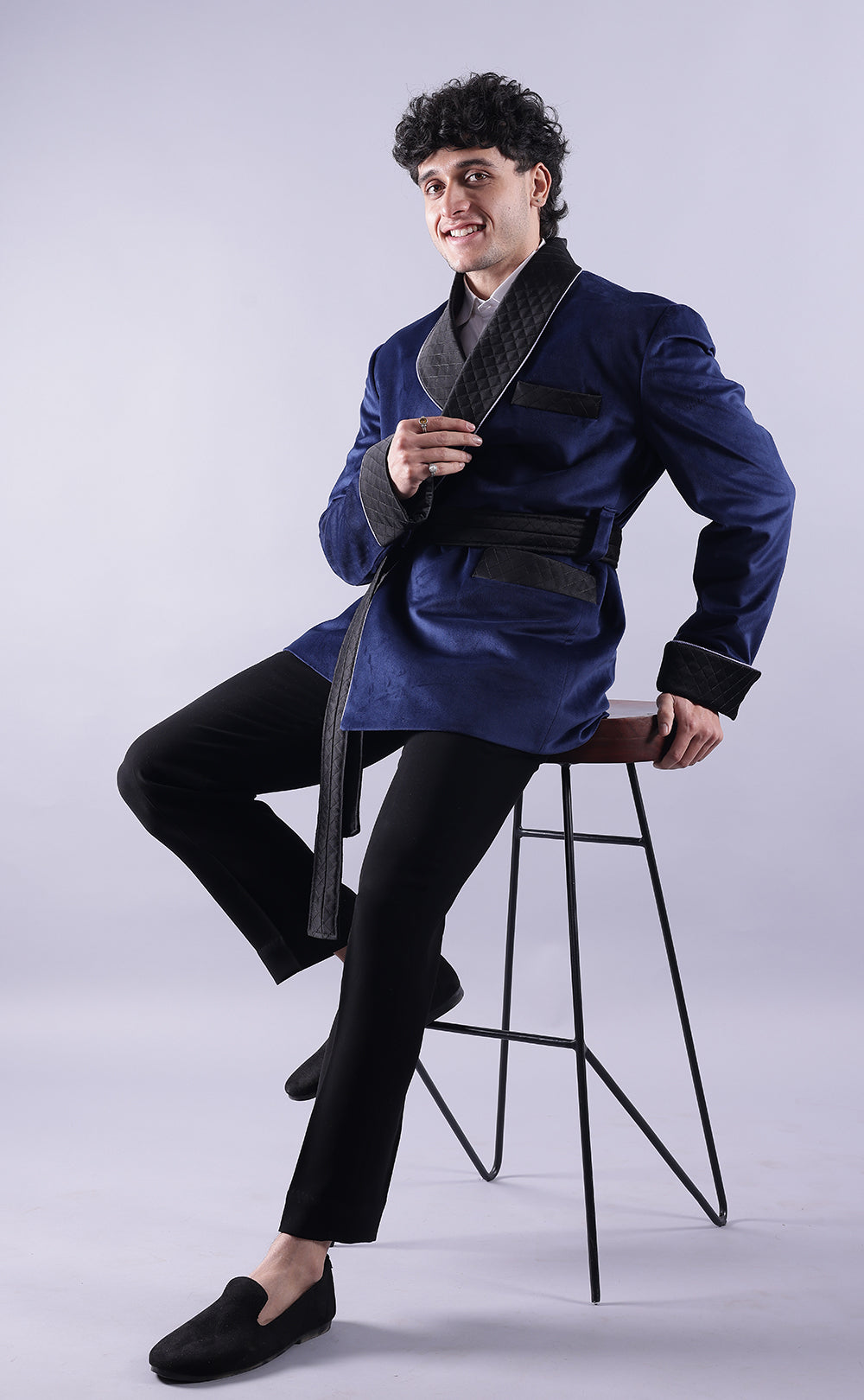 Blazer Mens Velvet Jacket Style Men's Navy Blue Velvet Smoking