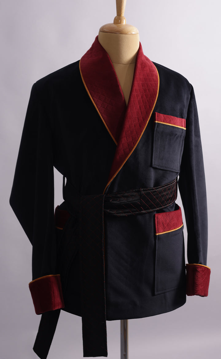 Classic Men’s Black Velvet Smoking Jacket - Luxury Evening Wear, Formal Party Jacket