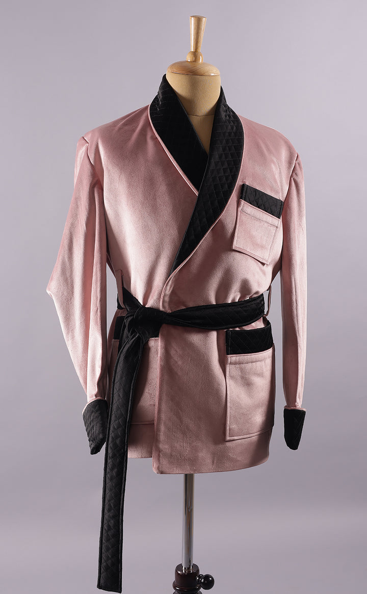 Men’s Pink Velvet Smoking Jacket - Luxury Formal Wear, Stylish Dinner Blazer
