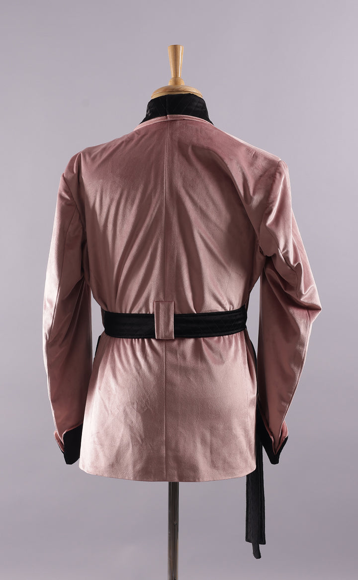 Men’s Pink Velvet Smoking Jacket - Luxury Formal Wear, Stylish Dinner Blazer