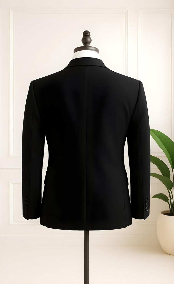 Men's Classic Black Shawl Lapel 3-Piece Tuxedo - Sleek Wedding and Event Attire - Timeless Formal Suit