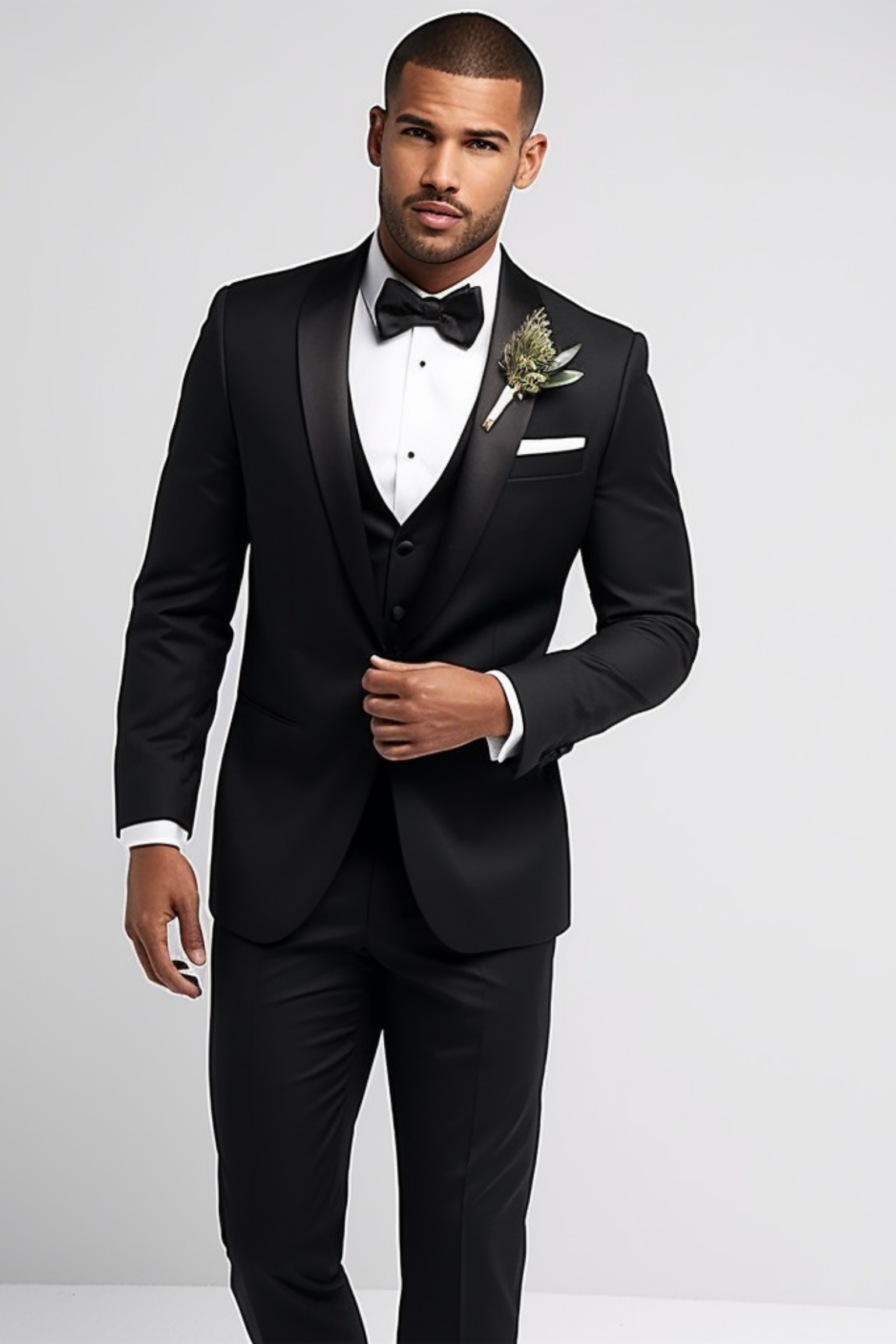 Men s Classic Black Shawl Lapel 3 Piece Tuxedo Sleek Wedding and
