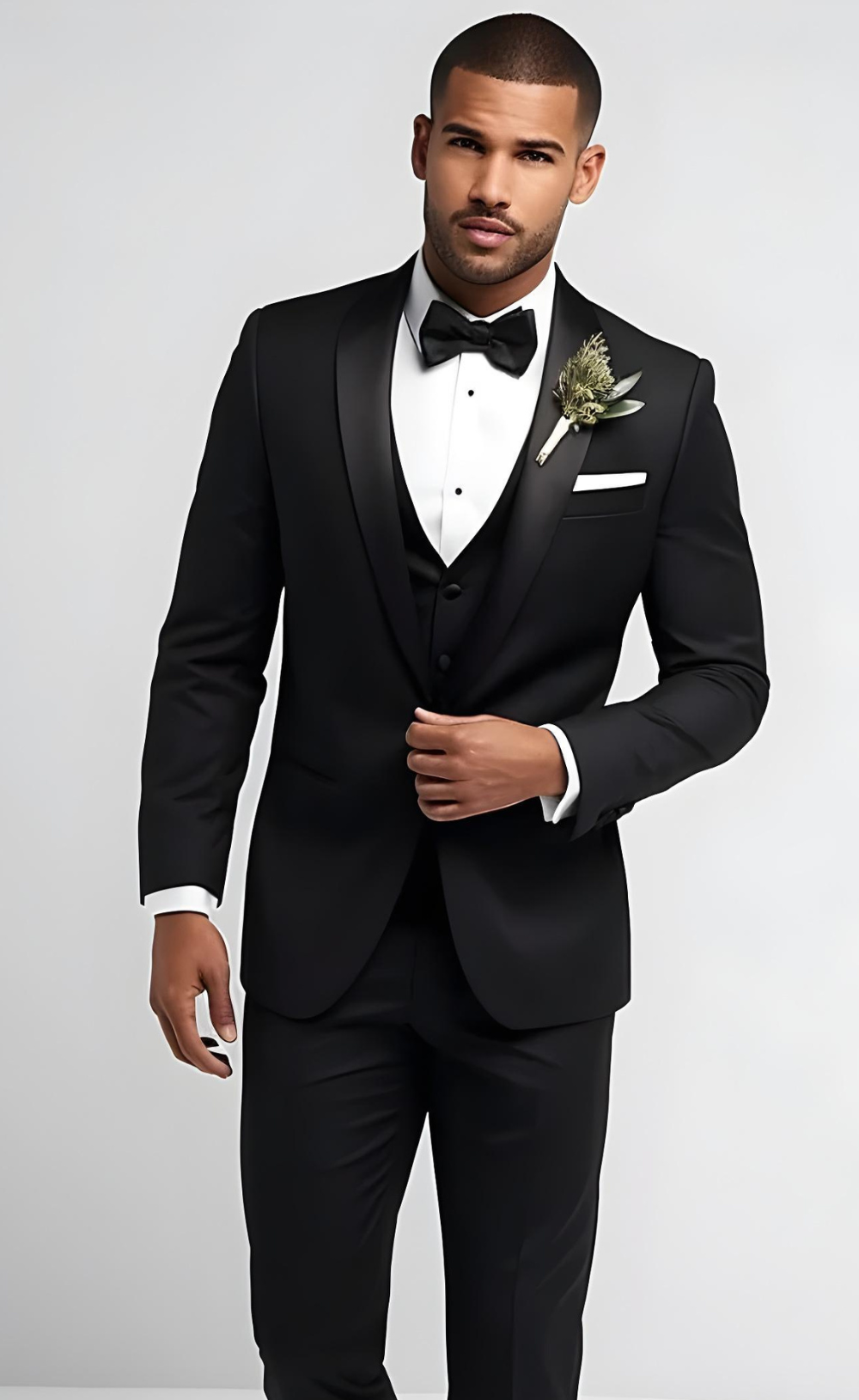 Men's Classic Black Shawl Lapel 3-Piece Tuxedo - Sleek Wedding and Event Attire - Timeless Formal Suit