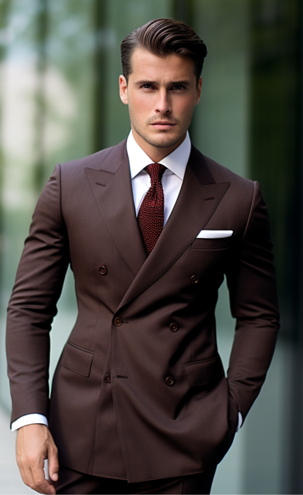 Brown Double Breasted Wedding and Business Suit for Men Timeless