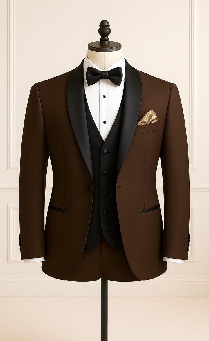 Chocolate Brown Tuxedo Suit for Men