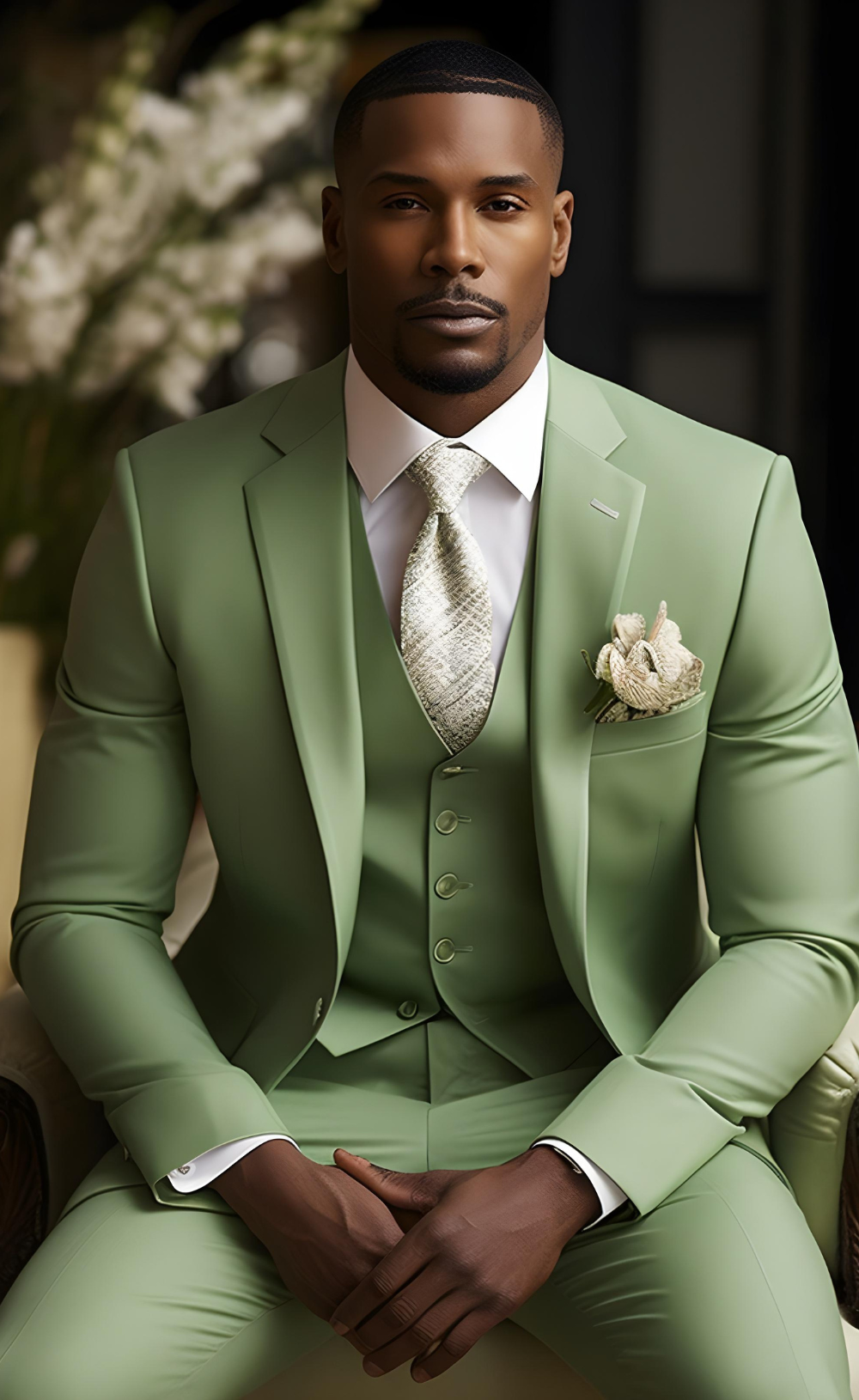 Classic Honey Due Green Three-Piece Suit for Men