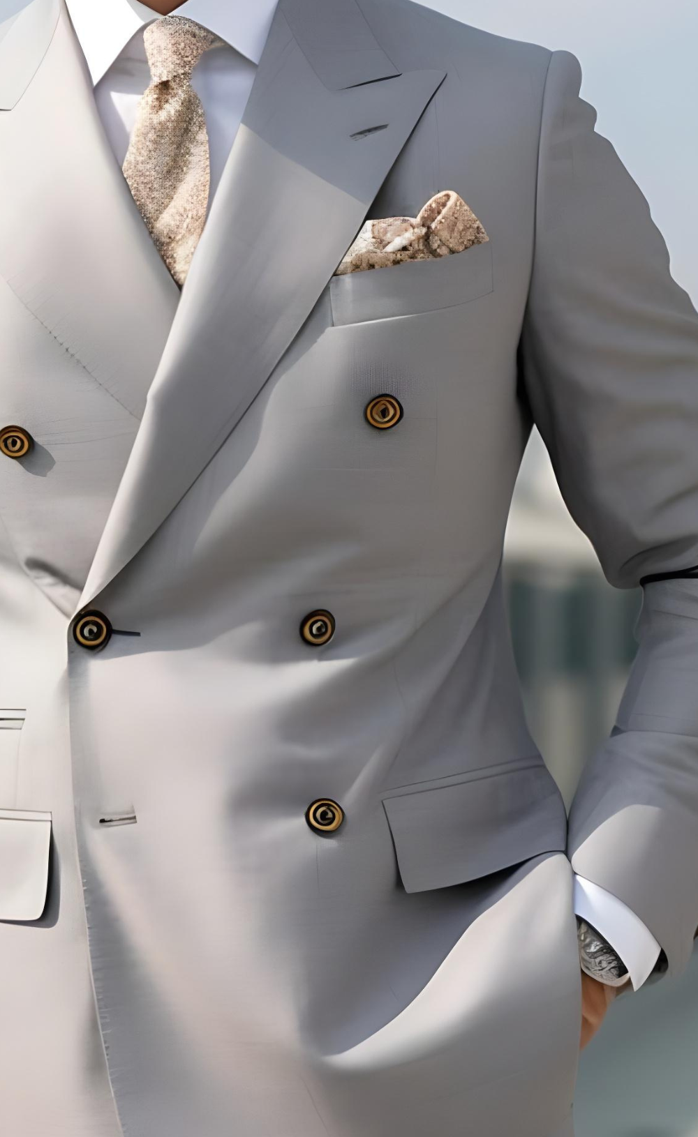 Classic Light Grey Double Breasted Suit for Men - Timeless Style and Elegance- Tailored Suit - The Rising Sun store, Vardo