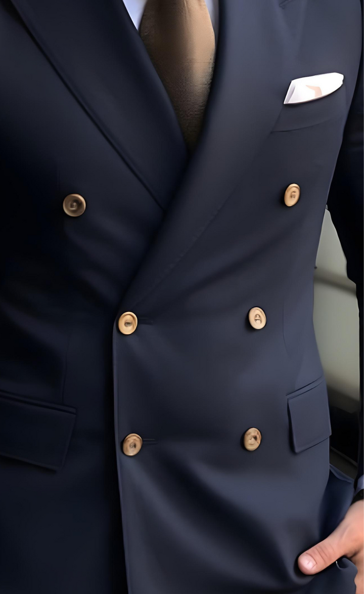 Classic Navy Blue Double-Breasted Suit for Men