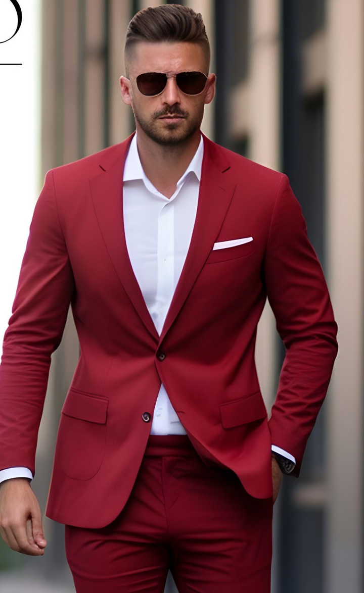 Classic Red Two-Piece Suit for Men
