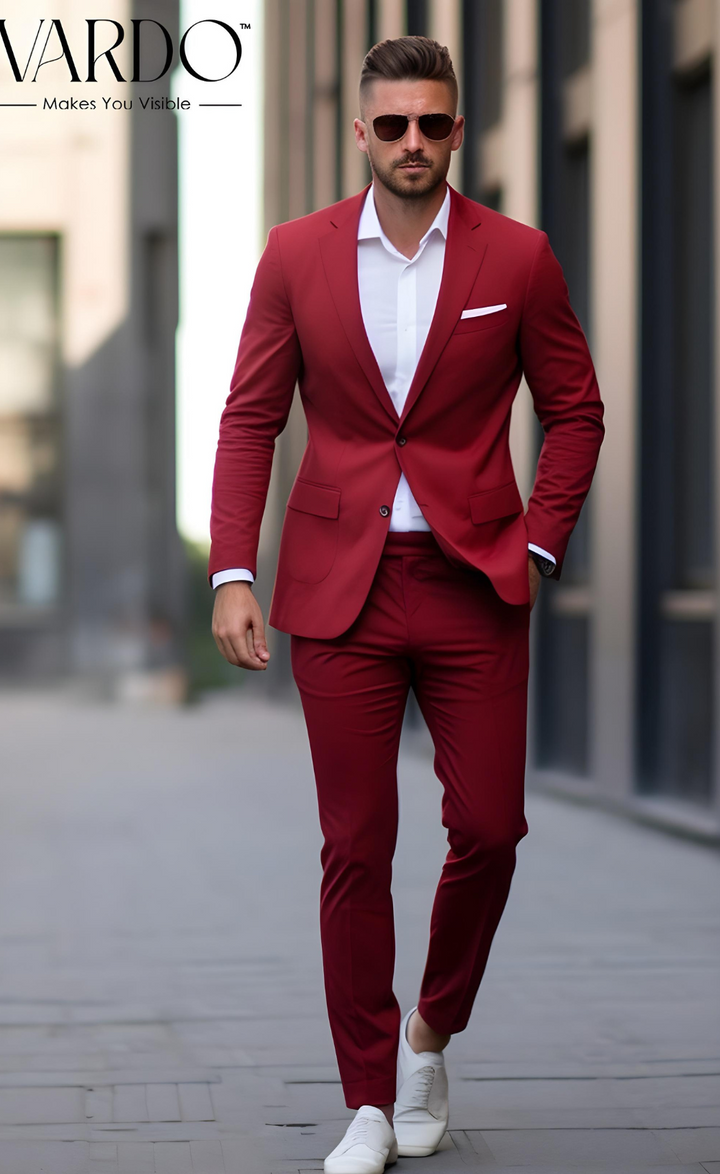 Classic Red Two-Piece Suit for Men