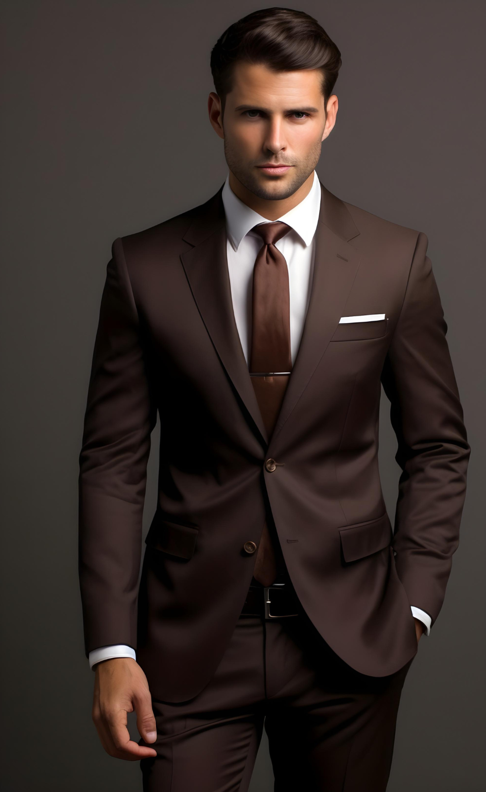 Dark Brown Two Piece Wedding and Business Suit for Men - Refined, Versatile, and Timeless