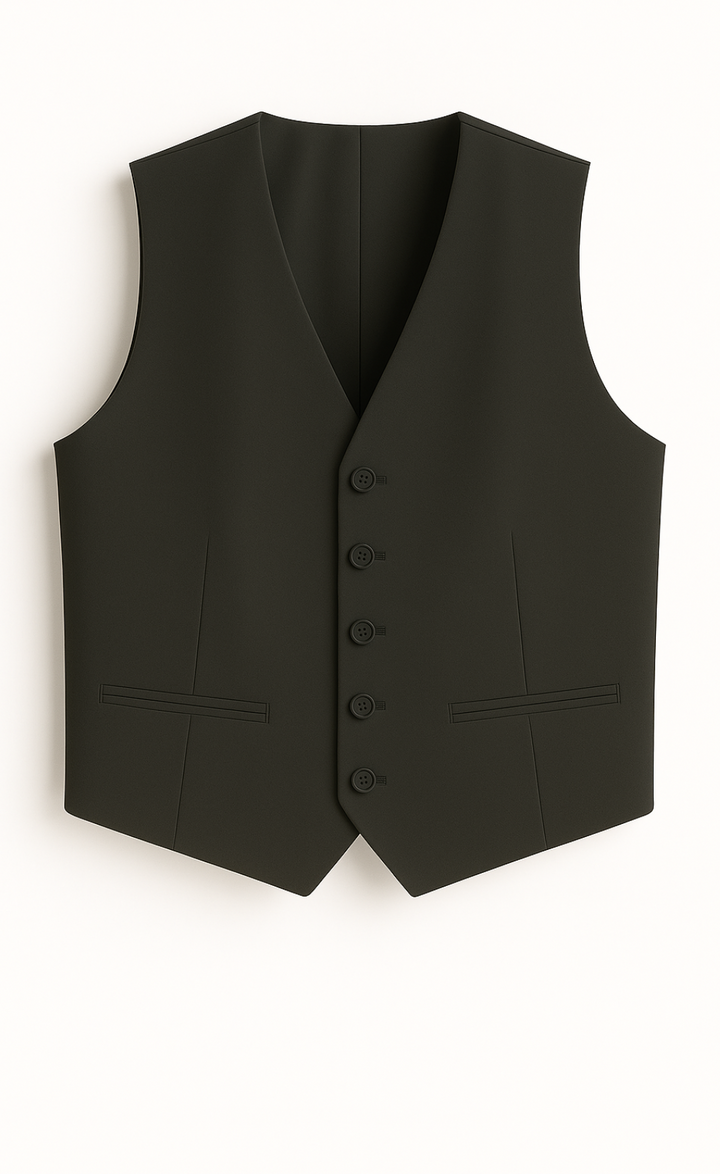 Dark Grey Vest for Men – Fully Lined 5-Button Formal Waistcoat