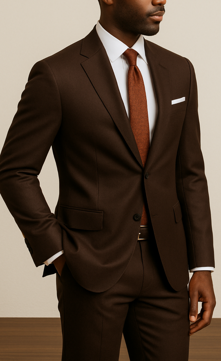 Elegant Chocolate Brown Two Piece Suit for Men
