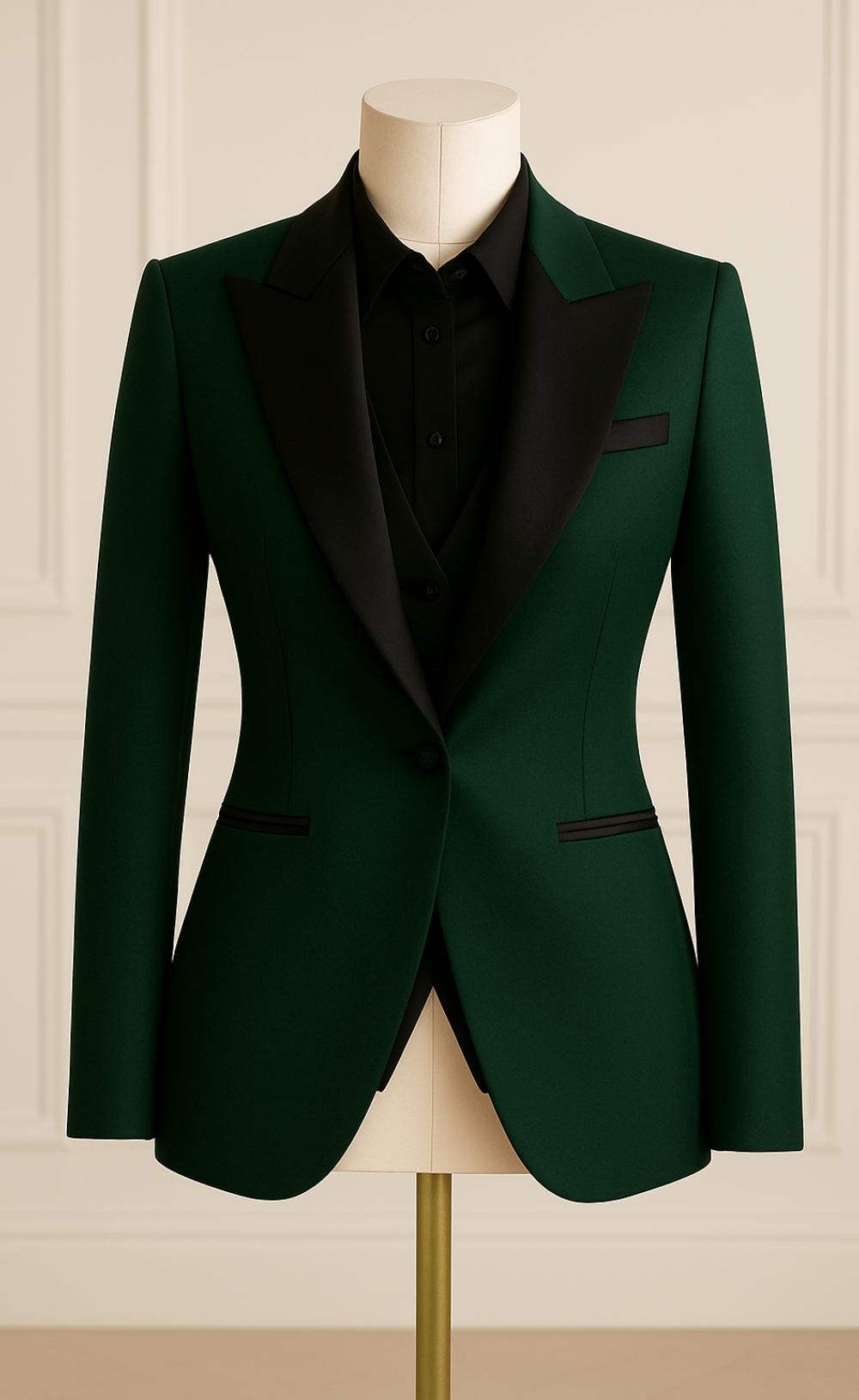 Dark Green Two-Piece Tuxedo Suit – Refined Drama, Tailored Depth