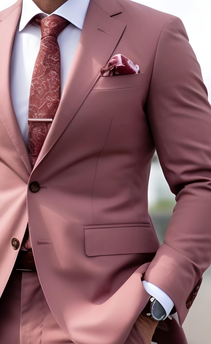 Dusty Rose Two Piece Wedding and Business Suit for Men - Elegance Meets Modern Style