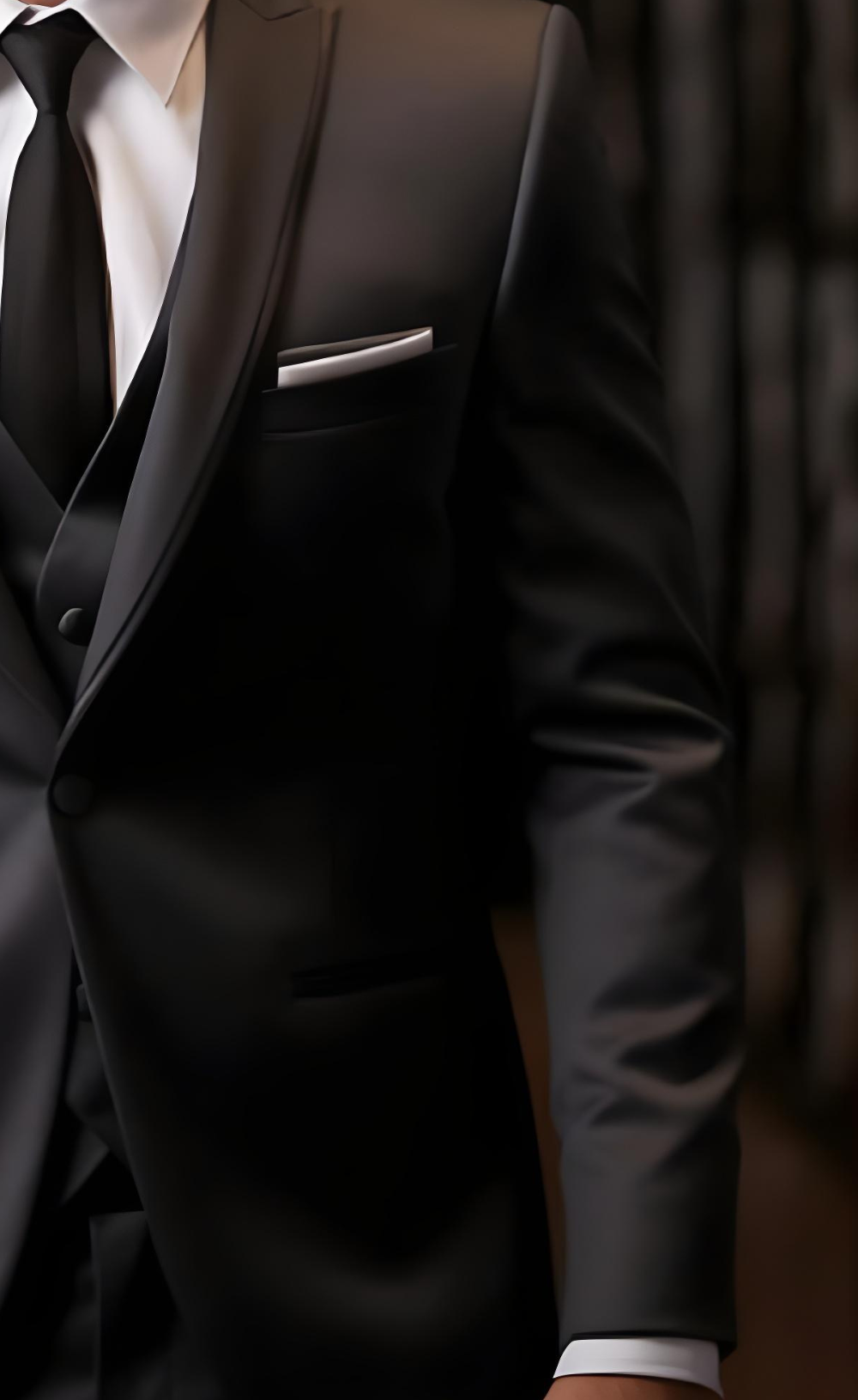 Elegant Dark Grey Three Piece Tuxedo Suit for Men