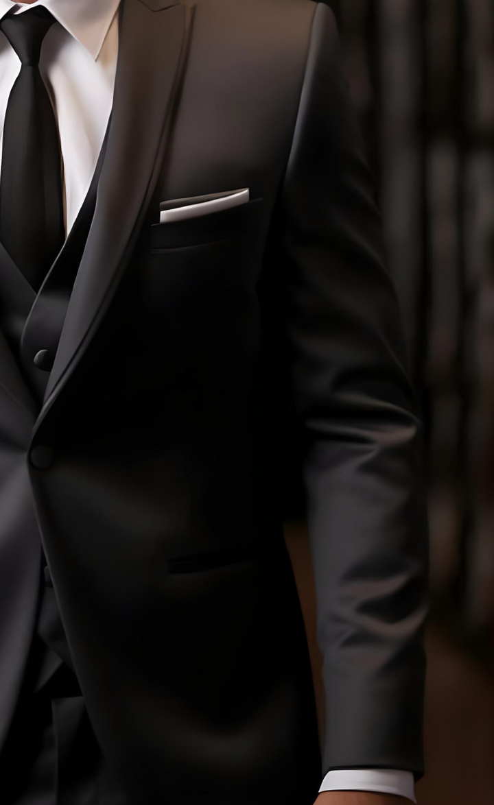 Elegant Dark Grey Three Piece Tuxedo Suit for Men
