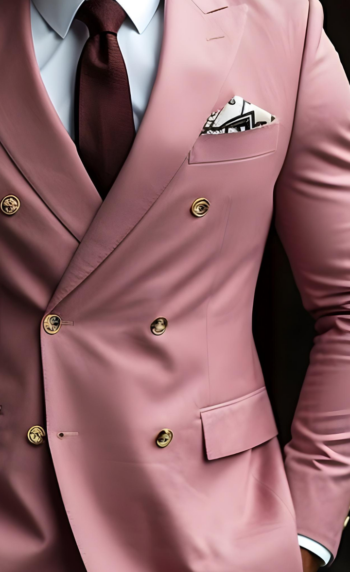 Elegant Dusty Rose Double Breasted Suit - Premium Men's Wedding Suit - Tailored Fit, The Rising Sun store, Vardo
