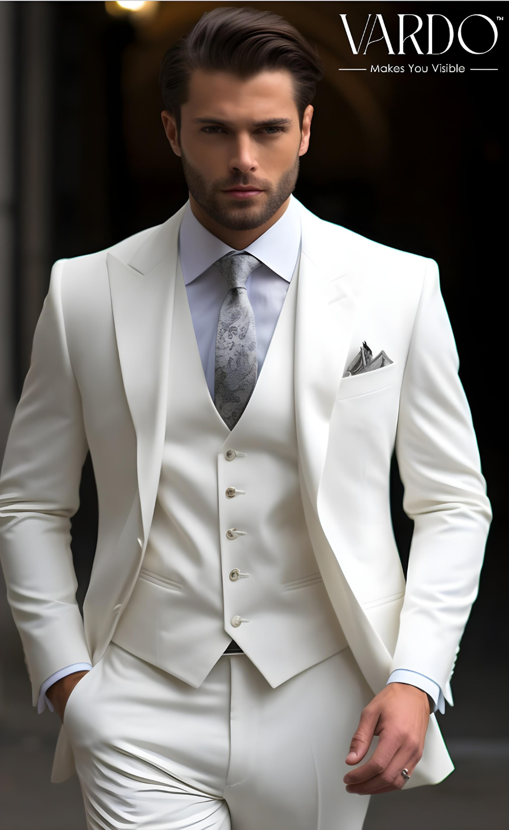 Elegant White Three Piece Suit for Men - Classic Formalwear for Special Occasions- The Rising Sun store, Vardo