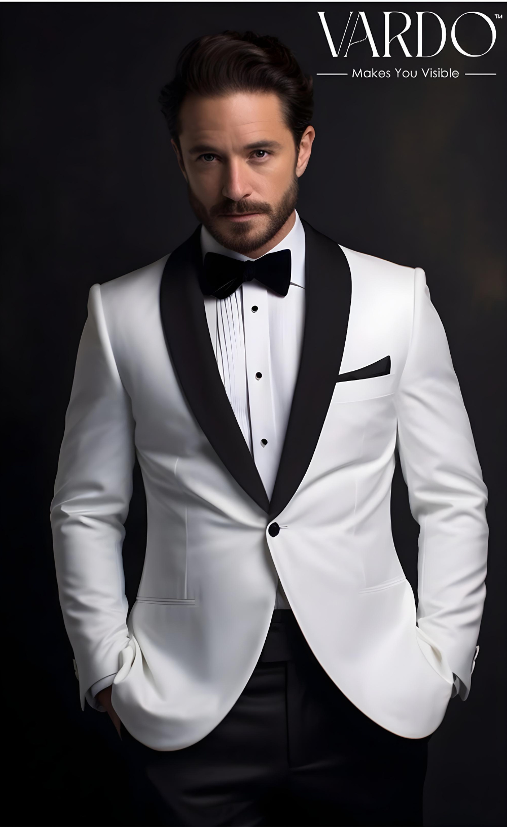 Elegant White Tuxedo Suit for Men  - Tailored Suit - The Rising Sun store, Vardo