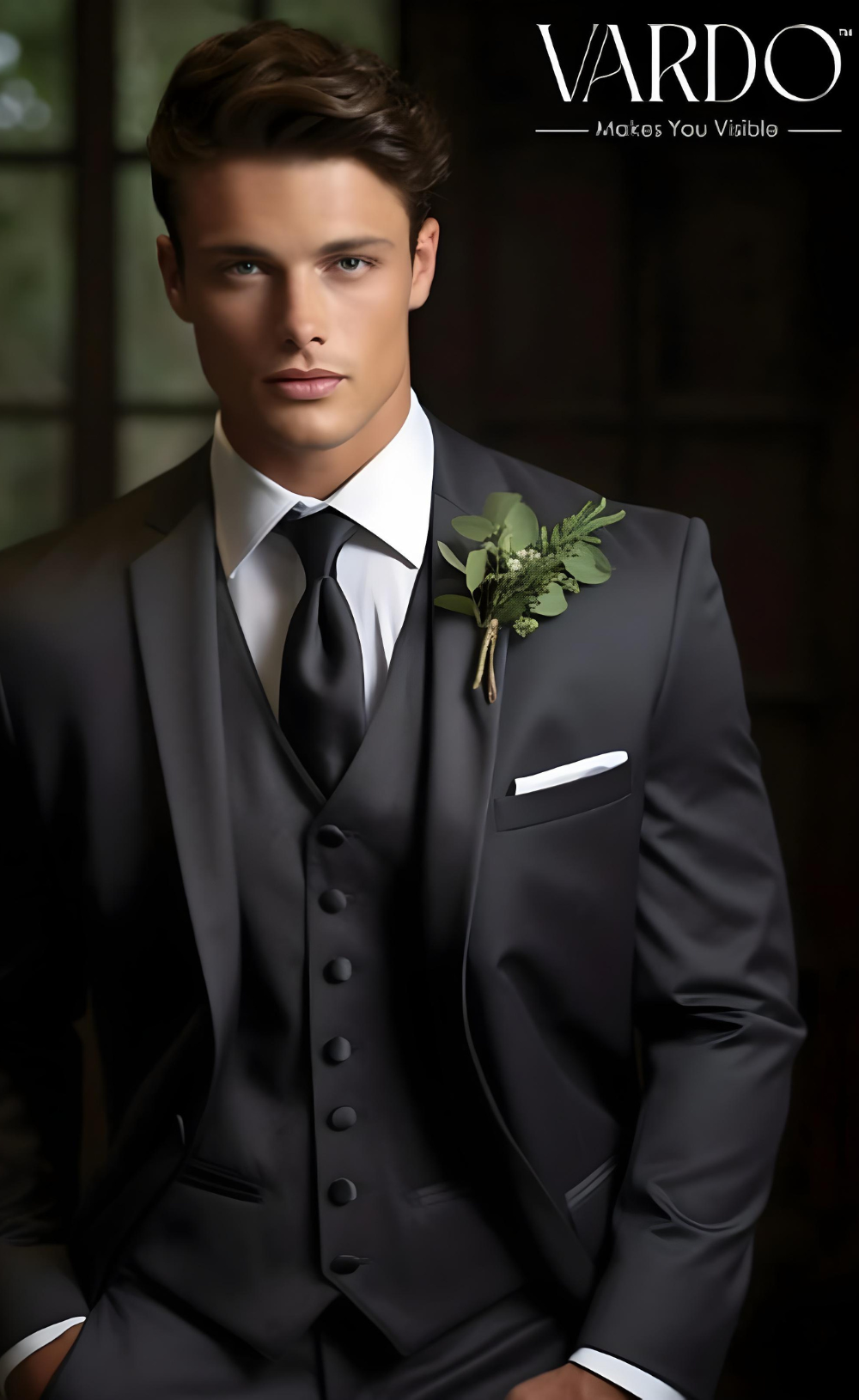 Elegant Dark Grey Three Piece Suit for Men