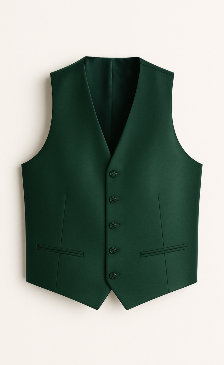 Emerald Green Vest for Men – Fully Lined 5-Button Formal Waistcoat