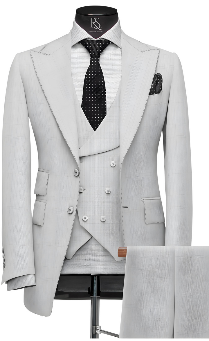 LIGHT GREY SLIM FIT THREE PIECE SUIT