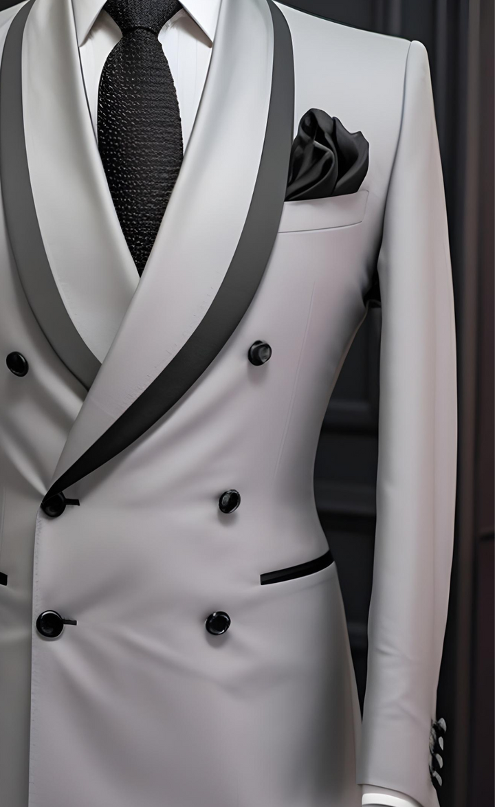 Light Grey Double Breasted Suit for Men