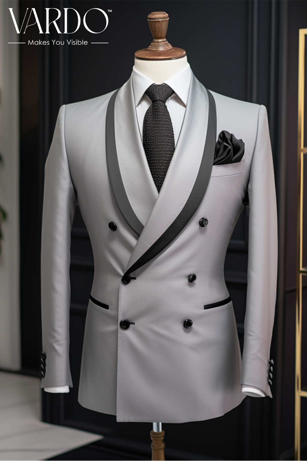 Light Grey Double Breasted Suit for Men – VARDO