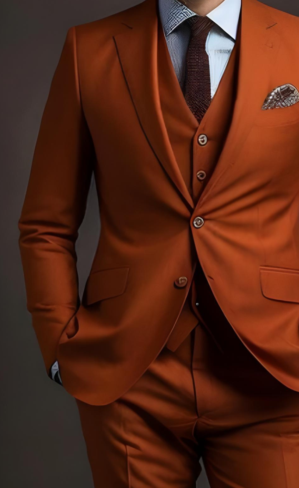 Refined Elegance: Men's Rust Three-Piece Suit for Timeless Style  - Tailored Fit, The Rising Sun store, Vardo