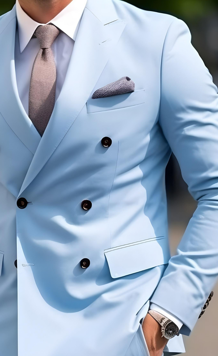 Men's Sky Blue Double Breasted Suit