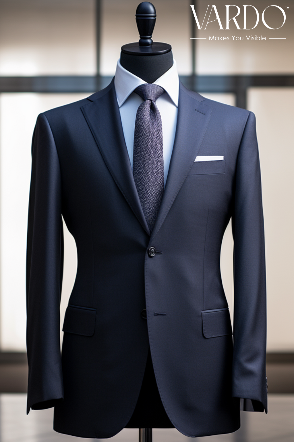 Formal Men s Suit for Weddings Navy Blue Two Piece Suit for Men VARDO