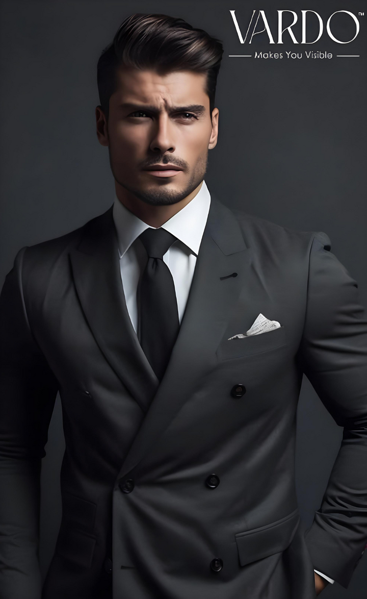 Premium Dark Grey Double Breasted Suit for Men