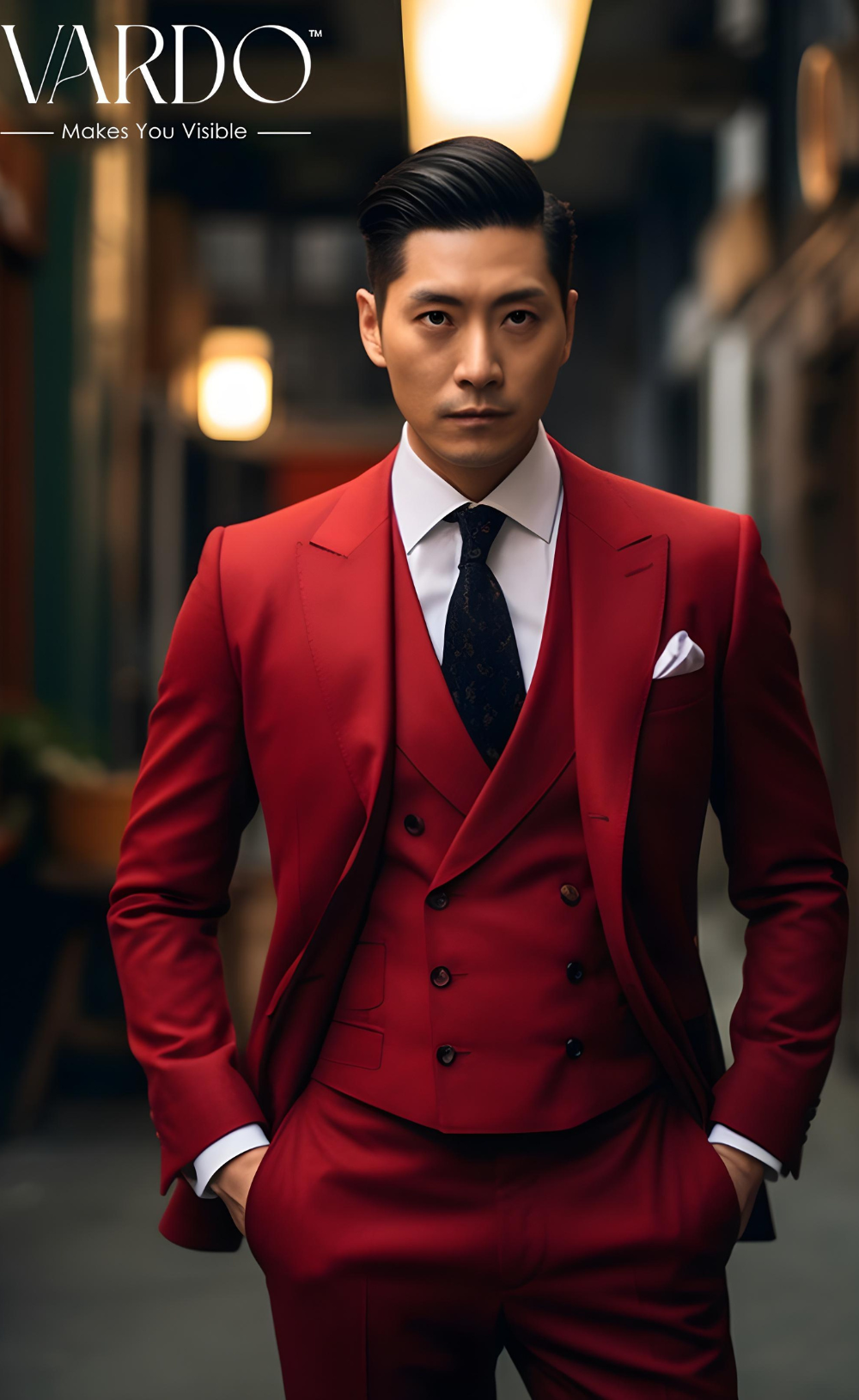 Premium Men's Red Three Piece Suit