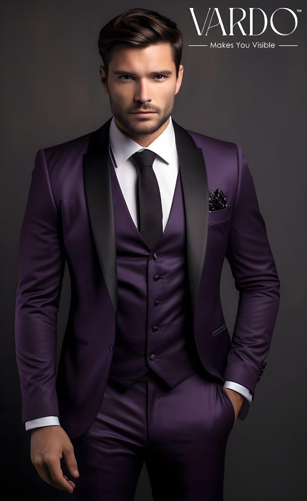 Regal Purple Tuxedo Suit for Men - Premium Quality, Elegant Design- Tailored Suit-The Rising Sun store, Vardo