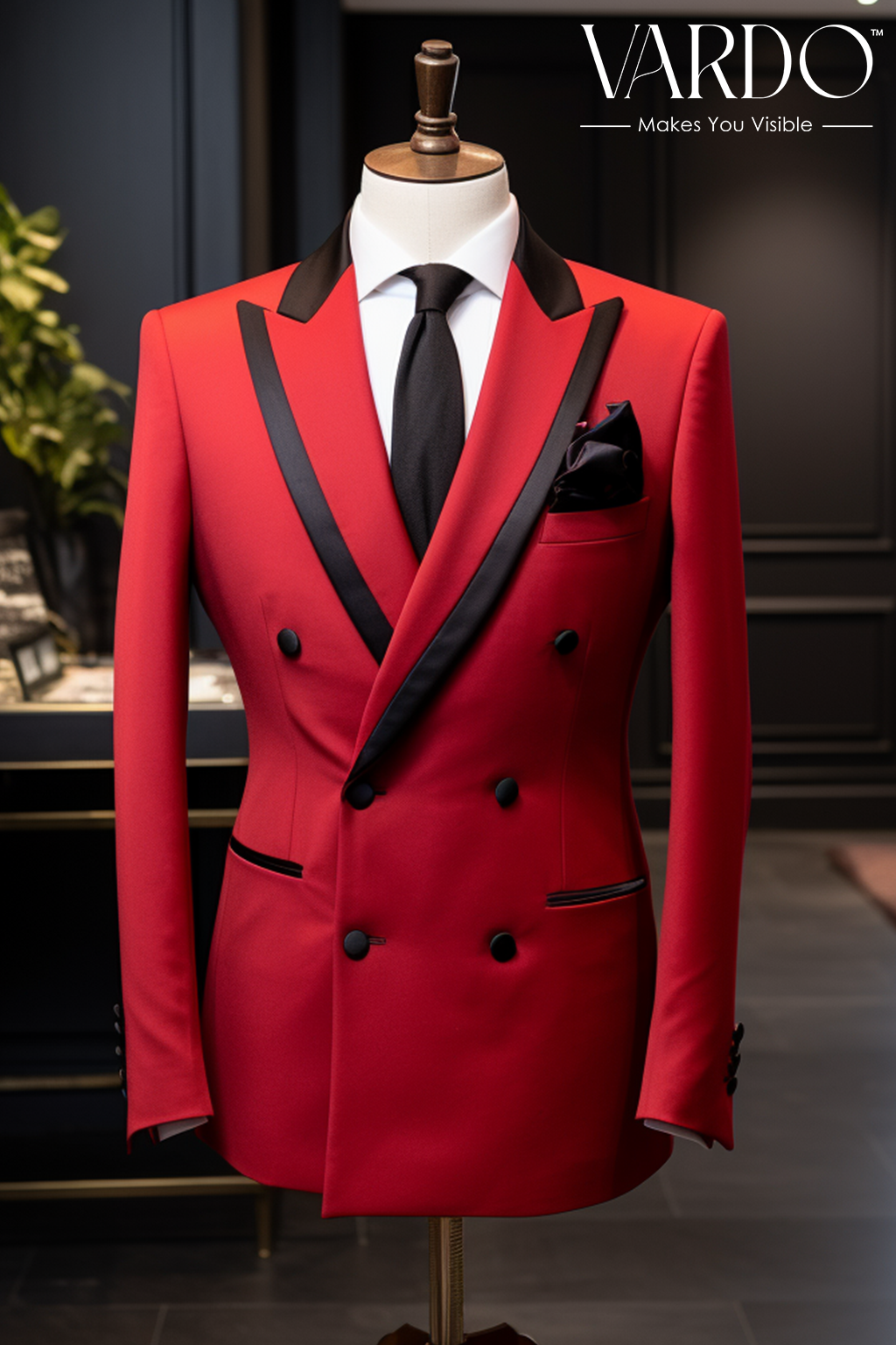 Classic Style Red Double Breasted Suit for Men VARDO