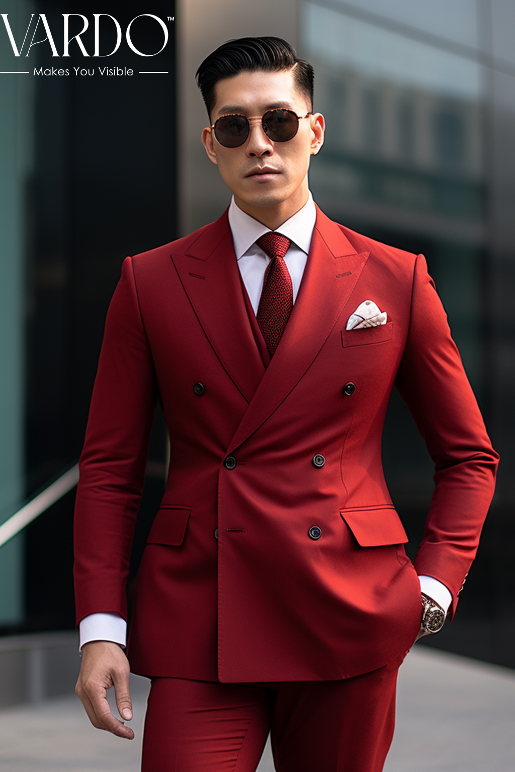 Premium Quality Red Double Breasted Suit for Men VARDO
