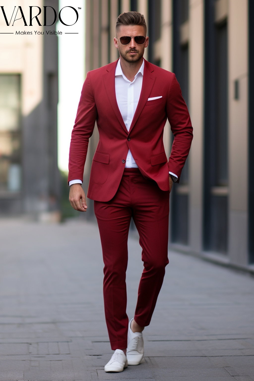 Classic Red Two Piece Suit for Men VARDO