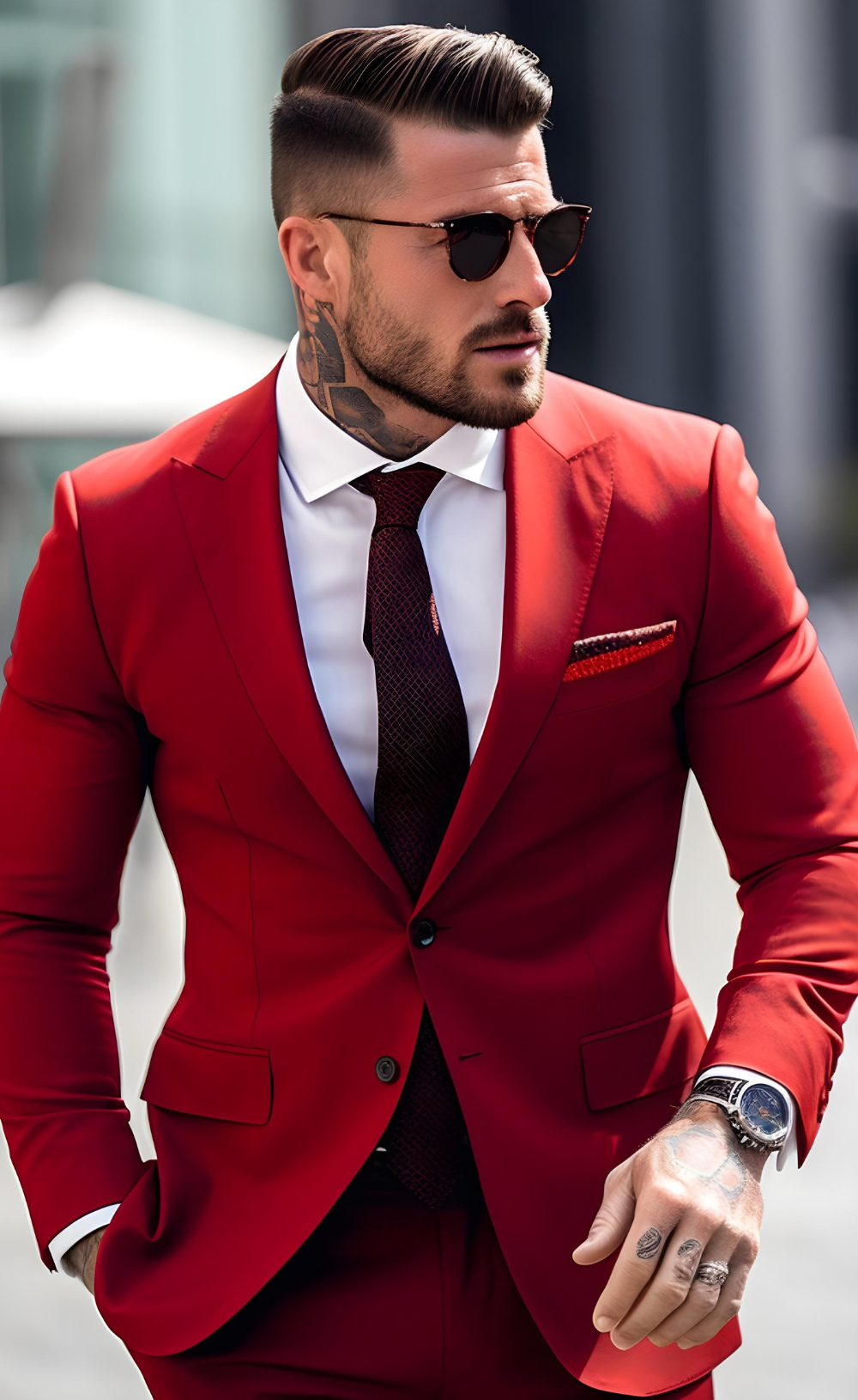 Red Two Piece Wedding and Business Suit for Men