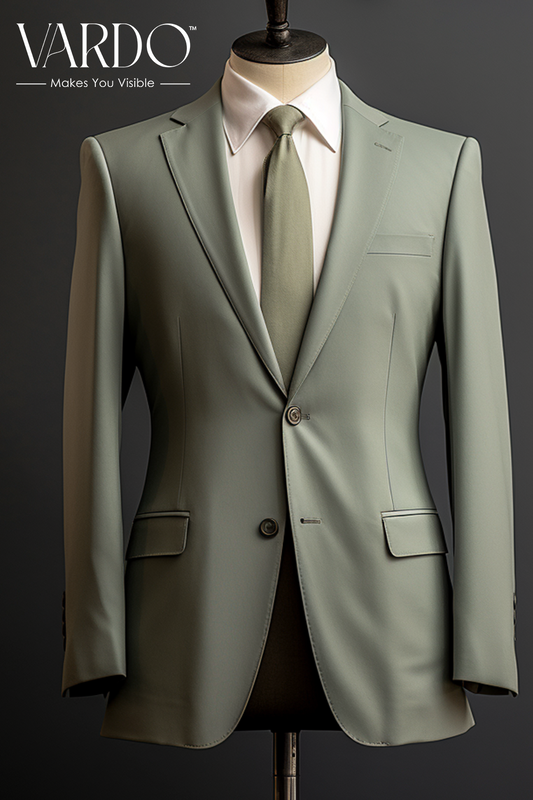 Elegant Sage Green Two Piece Suit for Men- Stylish & Versatile