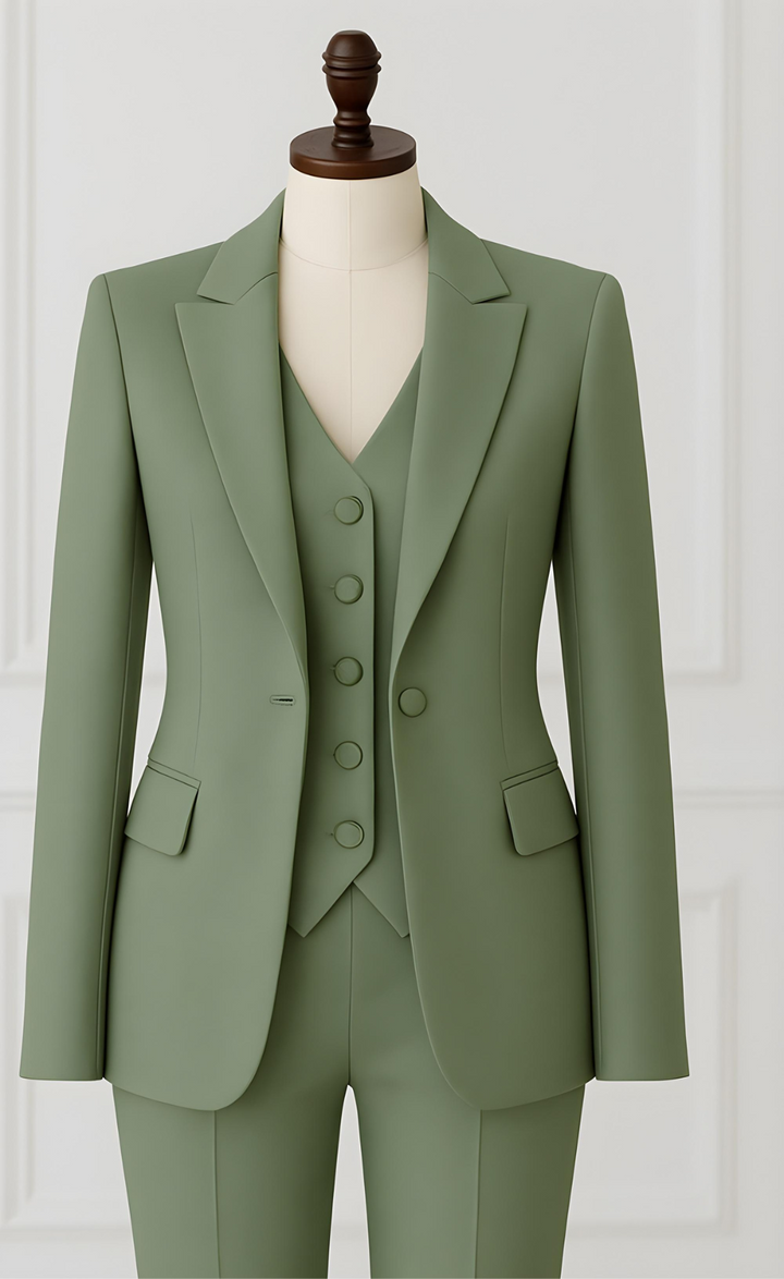 Sage Green Three-Piece Suit – Fresh, Feminine, and Fearless