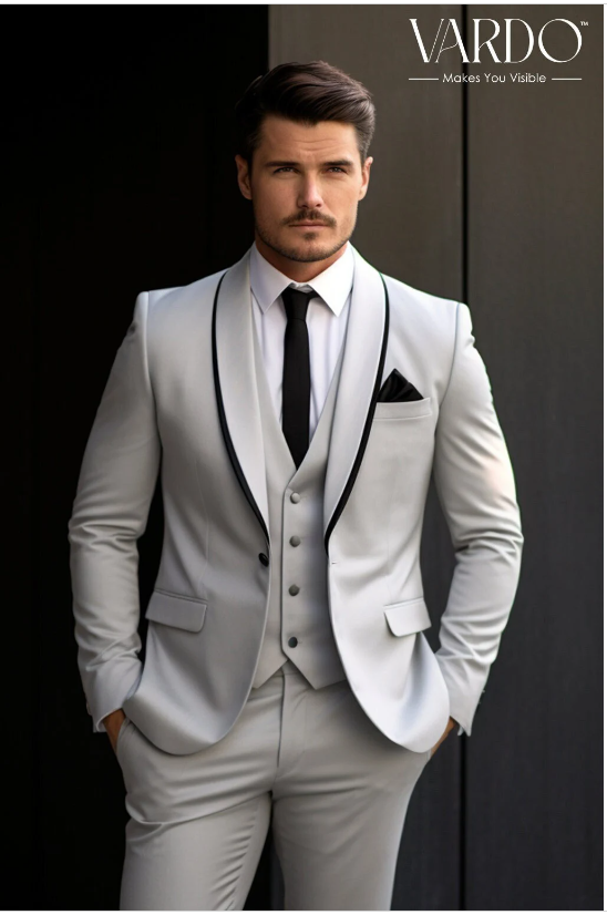 Classic Light Grey Tuxedo for Men Timeless Elegance Perfect for Spe VARDO