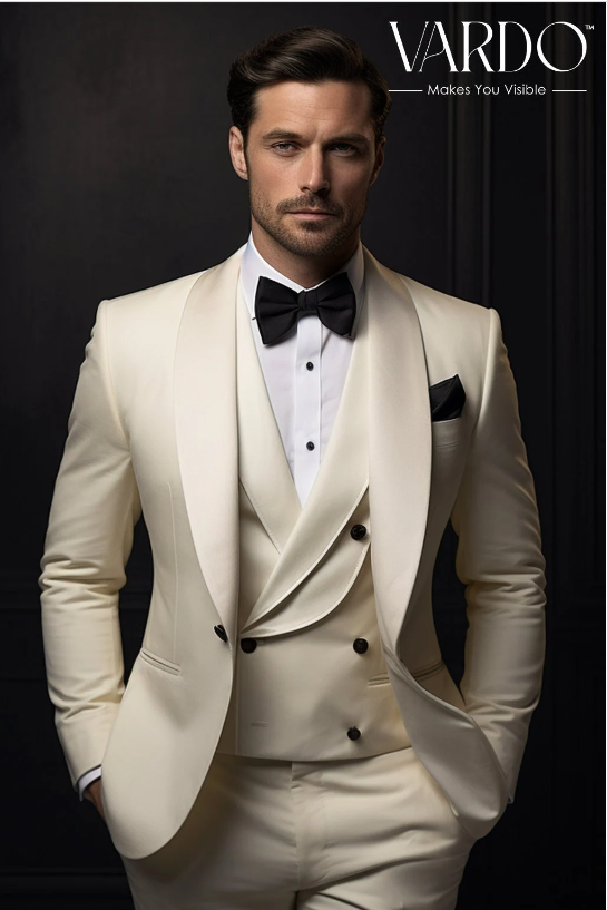 Slim fit ivory tuxedo jacket clearance