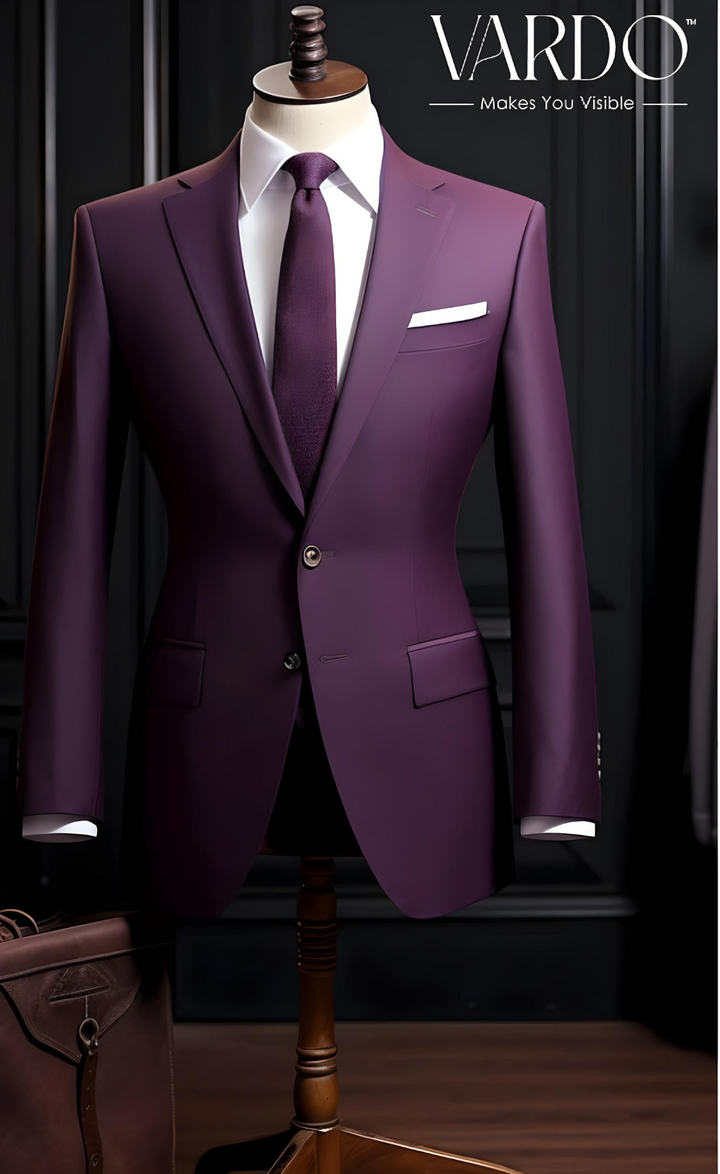Stylish Purple Two Piece Suit for Men - Modern Formal Wear- Tailored Suit-The Rising Sun store, Vardo